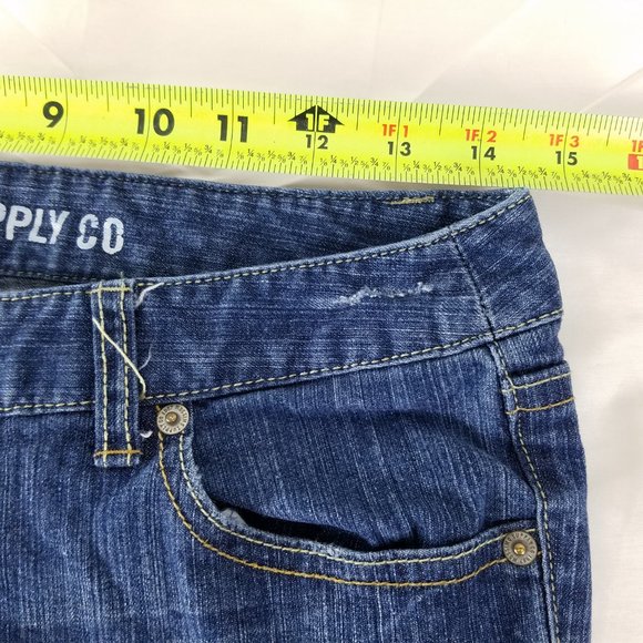 Mossimo Jeans Juniors 7 Short Low Rise Womens Fit 6 Skinny Distressed Blue Denim - Picture 3 of 13